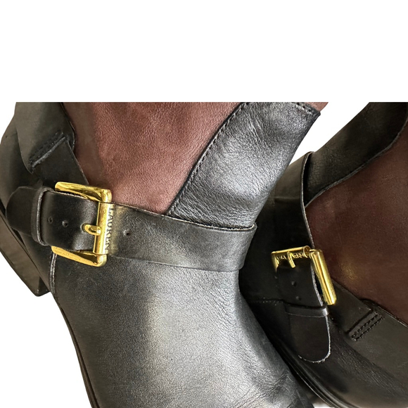 Women's Lauren Ralph Lauren Heeled Boots 8.5 Black Brown - Picture 6 of 9